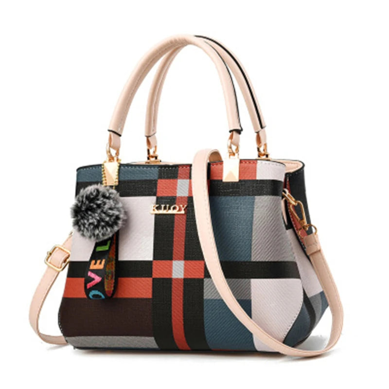 Checkered Women's Shoulder Bag Large Capacity Handbag