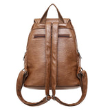 Vintage Leather Style Schoolbag Backpack for Women