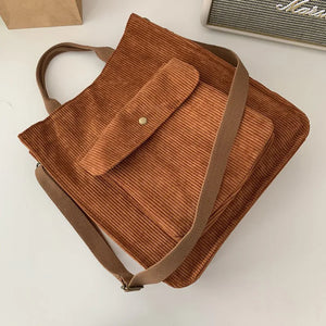 Corduroy Shoulder Bag Retro Canvas Diagonal