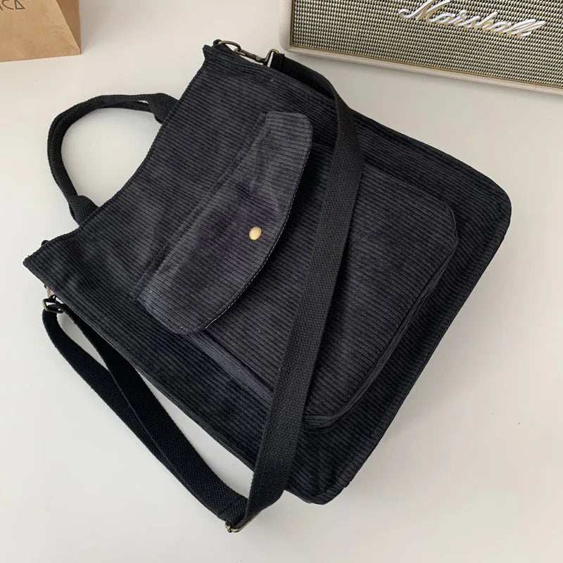 Corduroy Shoulder Bag Retro Canvas Diagonal