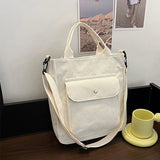 Corduroy Vintage Shoulder Bag Zipper Girls Bookbag Handbags Tote