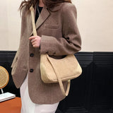Corduroy Women's Shoulder Bag Crescent Bag Casual Solid Crossbody Bag