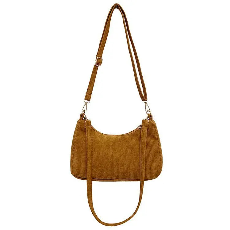 Corduroy Women's Shoulder Bag Crescent Bag Casual Solid Crossbody Bag