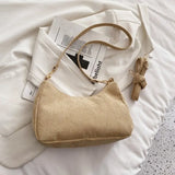 Corduroy Women's Shoulder Bag Crescent Bag Casual Solid Crossbody Bag