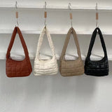 Quilted Check Small Handbag Women's Shoulder Bag with Zipper