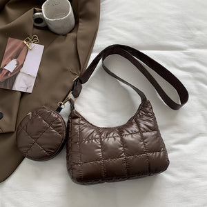 Women's Cotton Padded Armpit Bag Handbag Quilted Tote Purse