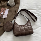 Women's Cotton Padded Armpit Bag Handbag Quilted Tote Purse
