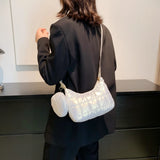 Women's Cotton Padded Armpit Bag Handbag Quilted Tote Purse