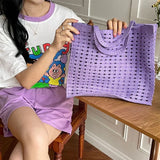 Cotton Thread Knit Women Handbags Ladies Hollow Out Tote Bag