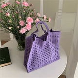 Cotton Thread Knit Women Handbags Ladies Hollow Out Tote Bag