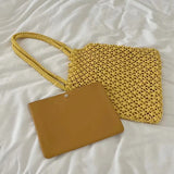 Cotton Thread Knitted Women Handbags Ladies Net Hollow Out Tote Bag