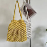 Cotton Thread Knitted Women Handbags Ladies Net Hollow Out Tote Bag