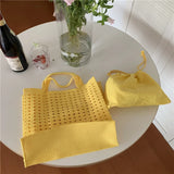 Cotton Thread Knit Women Handbags Ladies Hollow Out Tote Bag