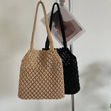Cotton Thread Knitted Women Handbags Ladies Net Hollow Out Tote Bag