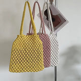 Cotton Thread Knitted Women Handbags Ladies Net Hollow Out Tote Bag