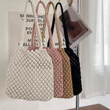 Cotton Thread Knitted Women Handbags Ladies Net Hollow Out Tote Bag