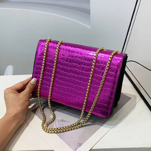 Crocodile Pattern Shoulder Bag Chain Messenger Bag Girls Handbag