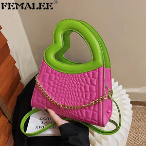 Crossbody Bags Peach Heart Handle Purse Handbag Crocodile Bags for Women