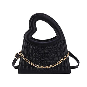 Crocodile Crossbody Bag with Peach Heart Handle, Western Style Purse