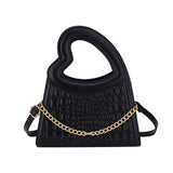 Crocodile Crossbody Bag with Peach Heart Handle, Western Style Purse