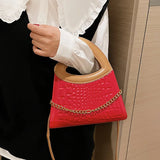 Crocodile Crossbody Bag with Peach Heart Handle, Western Style Purse