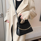 Crocodile Crossbody Bag with Peach Heart Handle, Western Style Purse