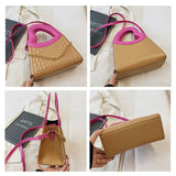 Crocodile Crossbody Bag with Peach Heart Handle, Western Style Purse