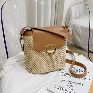 Crossbody Bags Spring Summer PU Straw Woven Handbag