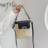 Crossbody Bags Spring Summer PU Straw Woven Handbag