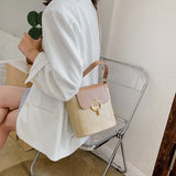 Crossbody Bags Spring Summer PU Straw Woven Handbag