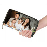 Custom Photo PU Leather Zipper Long Wallet Clutch Bag