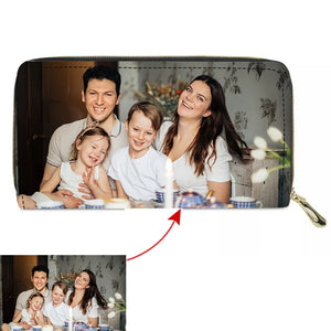 Custom Photo PU Leather Zipper Long Wallet Clutch Bag