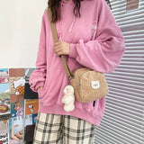 Women Plush Messenger Bag Cute Bear Design