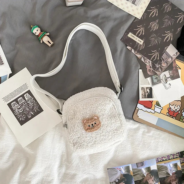 Bear Messenger Bag Women Plush Small Shoulder Bag