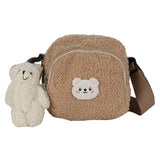 Bear Pattern Messenger Bags for Women Soft Plush Mobile Phone Bag