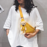 Bear Women's Waist Bag Canvas Belt Bags Crossbody Chest Female Fanny Pack