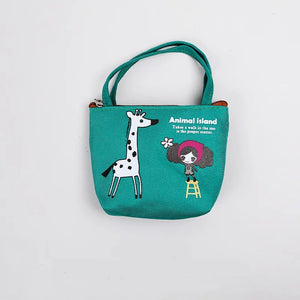 Girls Cartoon Coin Purse Hand Carry Change Bag Animal Print Mini Wallet