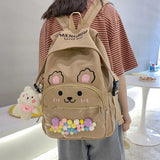 Cartoon Bunny Bear Embroidery Student Schoolbag Sweet Teenager Girls Backpack