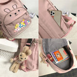 Cartoon Bunny Bear Embroidery Student Schoolbag Sweet Teenager Girls Backpack