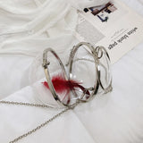Women Circle Handbag Transparent Crossbody Bag Round Totes Money Purse
