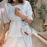 Women Circle Handbag Transparent Crossbody Bag Round Totes Money Purse