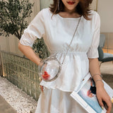 Women Circle Handbag Transparent Crossbody Bag Round Totes Money Purse