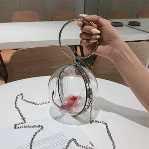 Women Circle Handbag Transparent Crossbody Bag Round Totes Money Purse