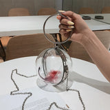 Women Circle Handbag Transparent Crossbody Bag Round Totes Money Purse