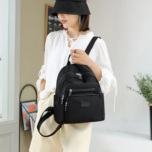 Dark Green Women's Waterproof Nylon Backpack - School Bag for Girls