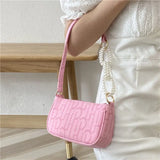 Denim Beaded Handle Shoulder Bag for Women
