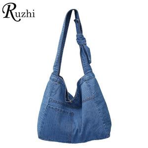 Denim Shoulder Bags For Women Casual Female Handbags Jeans Shoppers Eco Bag