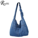 Denim Shoulder Bags For Women Casual Female Handbags Jeans Shoppers Eco Bag