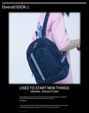 Denim Women's Backpack Bucket School Bag Travel Bag