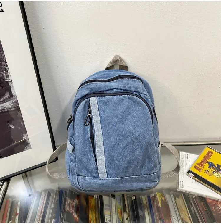 Denim Women's Backpack Bucket School Bag Travel Bag